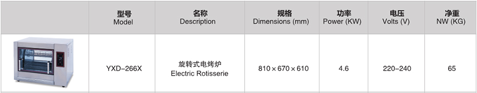 旋转式电烤炉 YXD-266-X
